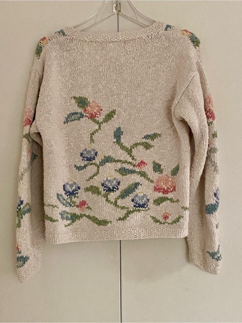 L.L. Bean Vintage Linen Blend Floral Cardigan - Picture 2 of 16